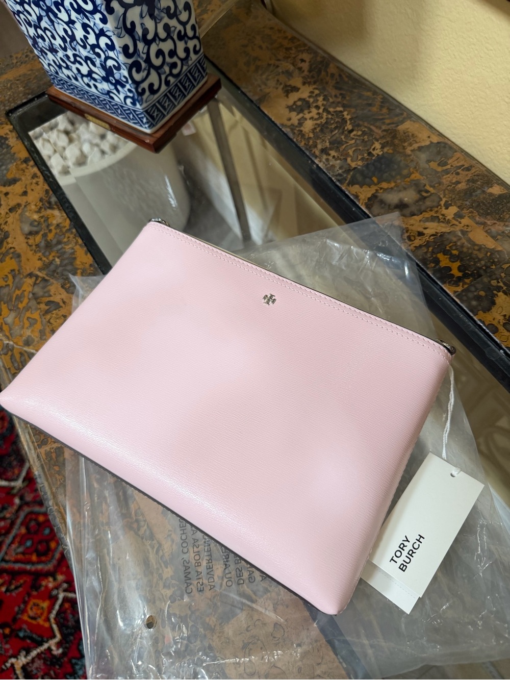 Tory Burch Pale Pink Leather Swing Bag